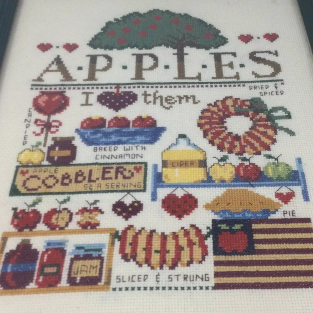 Custom Needlepoint Apple Theme Wall Art